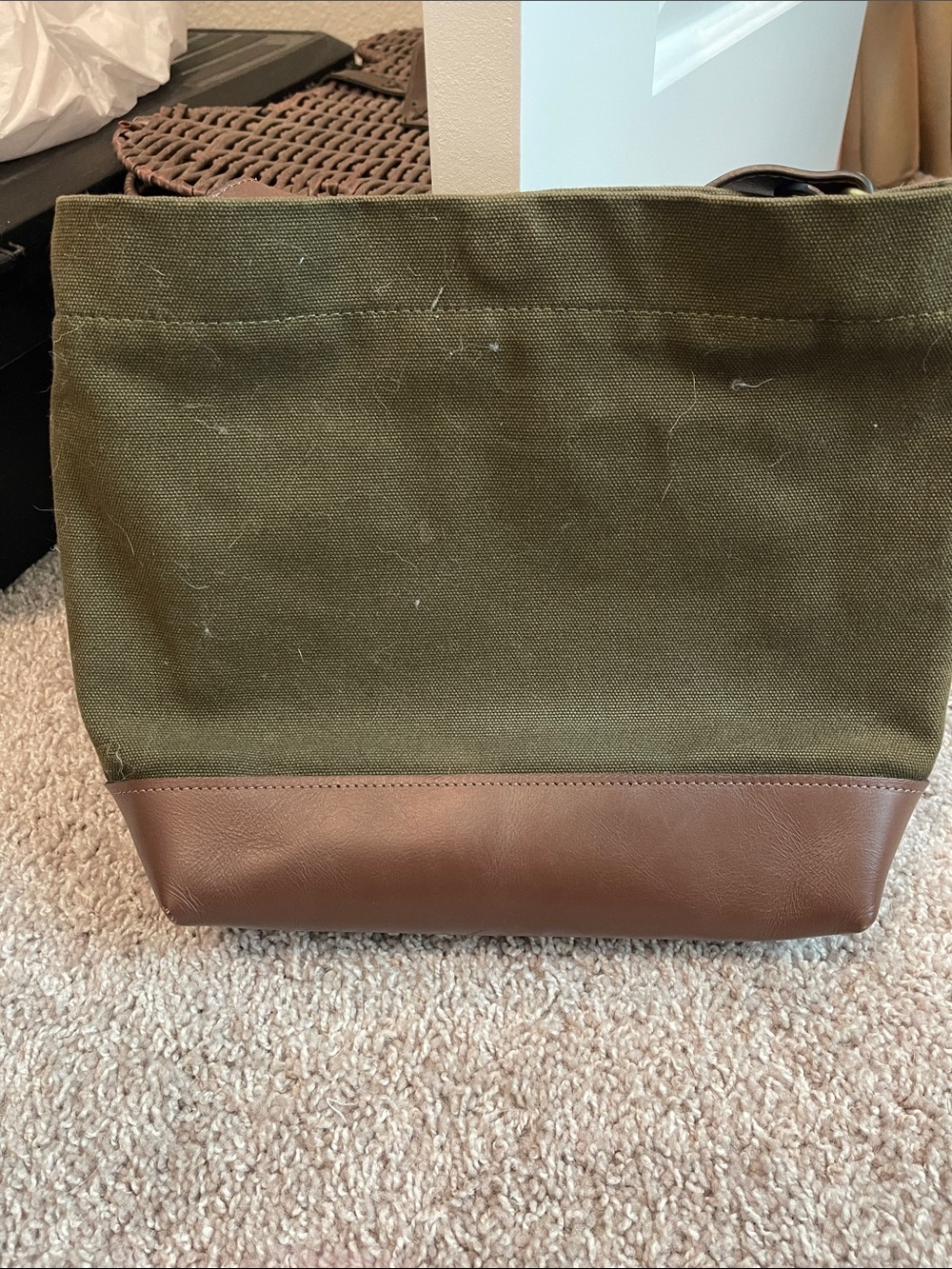 R. RIVETER Olive Canvas Messenger Bag with Brown Leather Trim - Picture 2 of 8